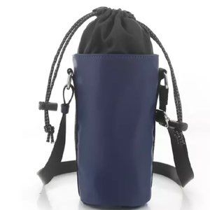 ZELOS Women's Nylon Water Bottle Crossbody Bag Navy/Black w/drawstring t…